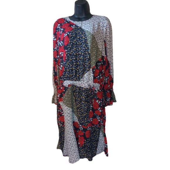 Libby Edelman Woman's Size Large Boho Floral Patchwork Dress - Picture 1 of 6